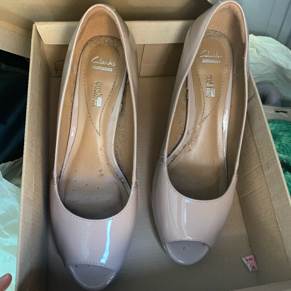 Clarks collection open toe heels